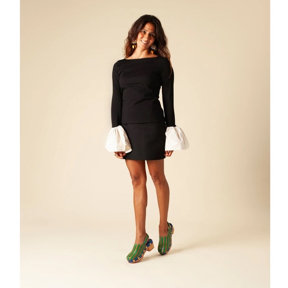 New CHARLOTTE STONE Jona Striped Studded Slingback Low Heel Clogs in Kite Stripe - Picture 6 of 16